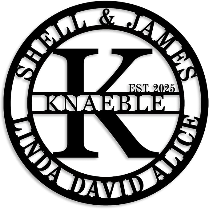 Personalized Family Name Sign Custom Family Metal Signs Monogram Letters Wall Decor Personalized Name Signs for Home Decor Personalized Metal Sign Established Sign Initial Split Letter Monogram Sign