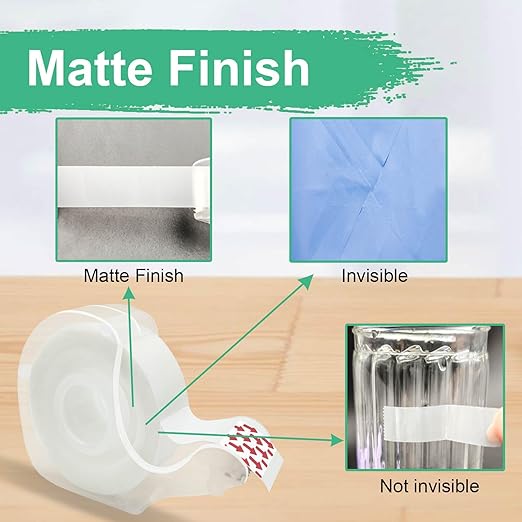 BeataTap Tape, Invisible Tape for Gift Wrapping, 6 Rolls+6 Refillable Dispensers, Matte Finish, Writable, 3/4″x 650″, Clear Tapes for Christmas Wrapping Paper, Office&School Supplies