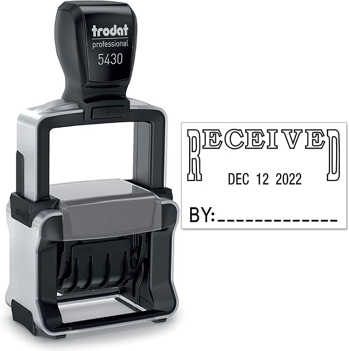 Trodat 5430 Professional Self-Inking Date Stamp with Received - Black Ink