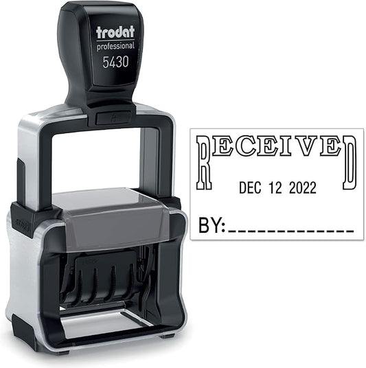 Trodat 5430 Professional Self-Inking Date Stamp with Received - Black Ink