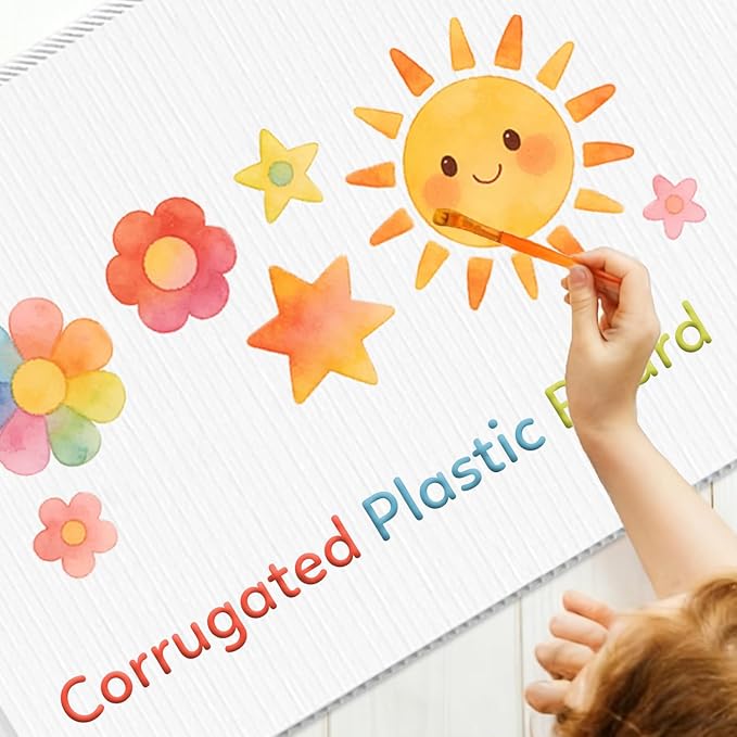 Poster Board 24" x 36", 5 Pack White Corrugated Plastic Board, 3/16 Inches Thick Double-sided Poster Sheets for School Projects, Craft, Art