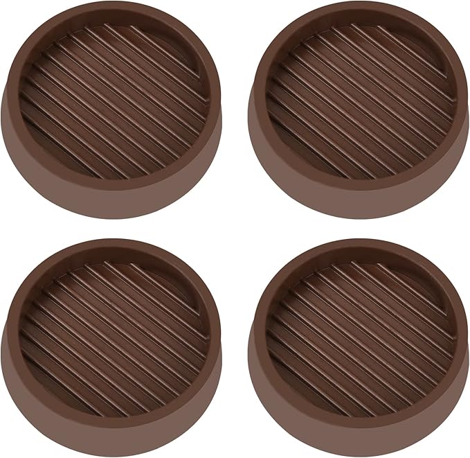 VOCOMO 2X2 Round Rubber Caster Cups, Non Slip Furniture Pads, Anti-Slip Gripper, Anti Skid Furniture Feet, Anti Slide Floor Protector for Bed Couch Table Chair Stoppers (Brown, 4 Pack)