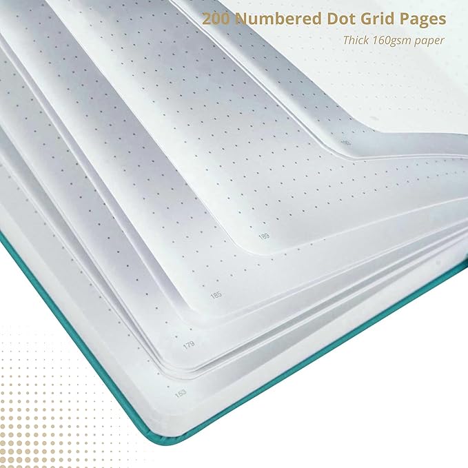 VIVID SCRIBBLES Dotted Journal – 160gsm Bleed Proof Thick White Paper – 200 Numbered Dot Grid Pages – 5.8 x 8.3 inch Dotted Notebook