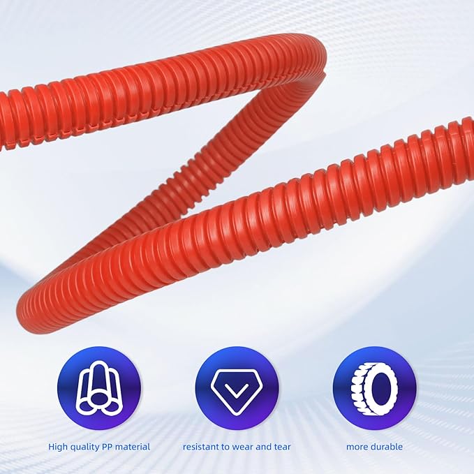 Split Wire Loom Tubing, 10,25ft Cord Protectors from Pets No Chew, Flexible Wire Covers Cord Protectors, Protective Split Cable Sleeve for Automotive Home Industrial Wires(Red, 1.12inch-25ft)