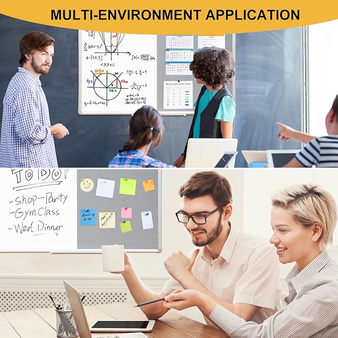 DEVELOP Large Grey Felt Bulletin & Magnetic Dry Erase Combo Board, 60 x 36 Inch Hanging Whiteboard/Grey Felt Bulletin Combination Board with Marker Tray, Pins, Eraser, Markers & Magnets