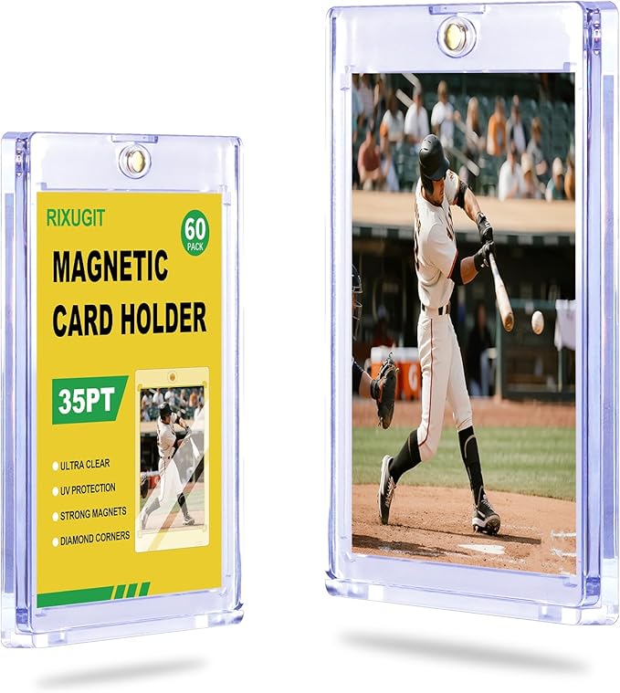 60-Pack Magnetic Card Holders - 35pt One Touch Card Holder, UV Protection Clear Acrylic Trading Card Case, Card Protector for Baseball, Game, Sports Cards, Fit for Standard Cards Storage and Display