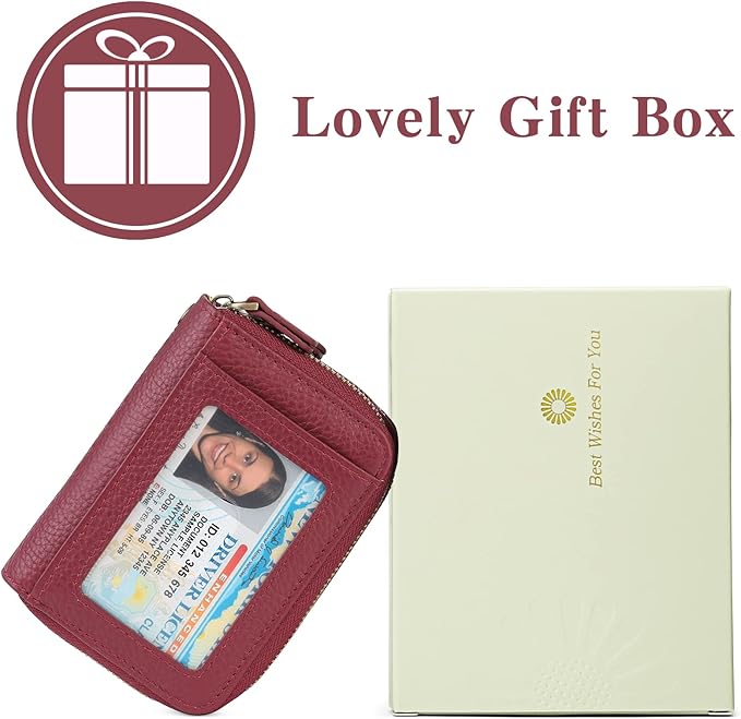 GOIACII Small Genuine Leather Wallet for Women, RFID Blocking Card Holder Wallet