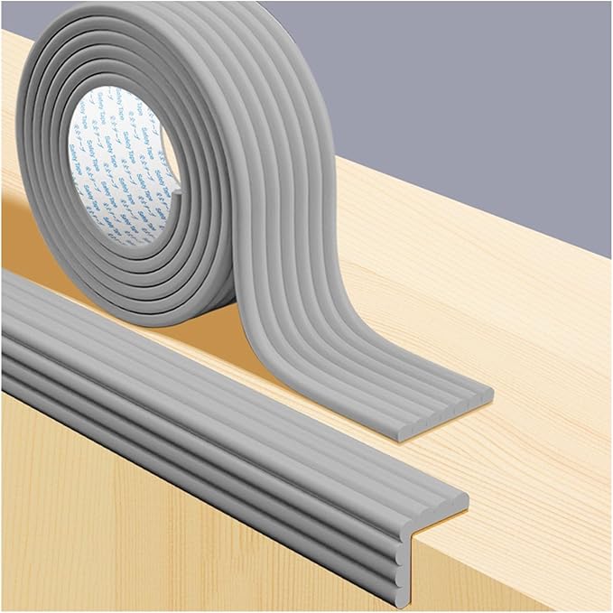 OYKSHDF Proof Edges Corner Protector, 2pcs 78.7in/200cm Furniture Safety Bumpers Guard Padding, Soft NBR Rubber Foam Adhesive Cushion, Fireplace Cabinets Table Desk Edges & Sharp Corners (Gray)