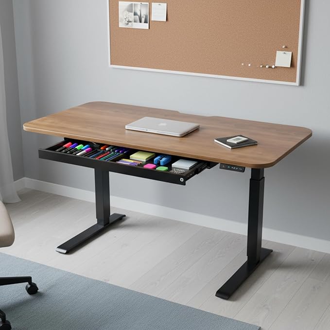 PERFECT POSTURE Under Desk Storage Drawer with Lock — Slim Pen & Pencil Drawer for Regular & Sit-Stand Standing Desks, Gray (33” x 9.4”)