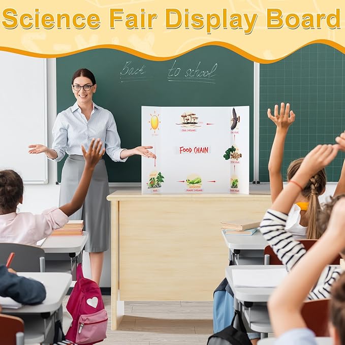 AKONEGE 4Pcs Medium Trifold Poster Board, 26 x 16 Inches White Tri Fold Poster Boards Corrugated Presentation Cardboards for Science Fair, School Projects, Exhibitions, and Business Presentations