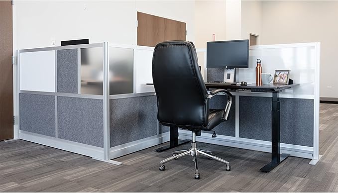 Workflow Modular Wall | Room Divider with Whiteboard, Sound Dampening, & Frosted Acrylic Panels | Expandable Office Partition for Privacy & Stability (70" x 48")