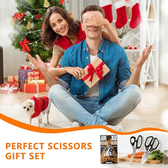 2-Piece Kitchen Scissors (1 Heavy-Duty Poultry Shears + 1 Chicken Bone Scissors) Stainless Steel Cooking Shears, Multi-purpose Kitchen Shears for Meat, Fish, Vegetables and Poultry