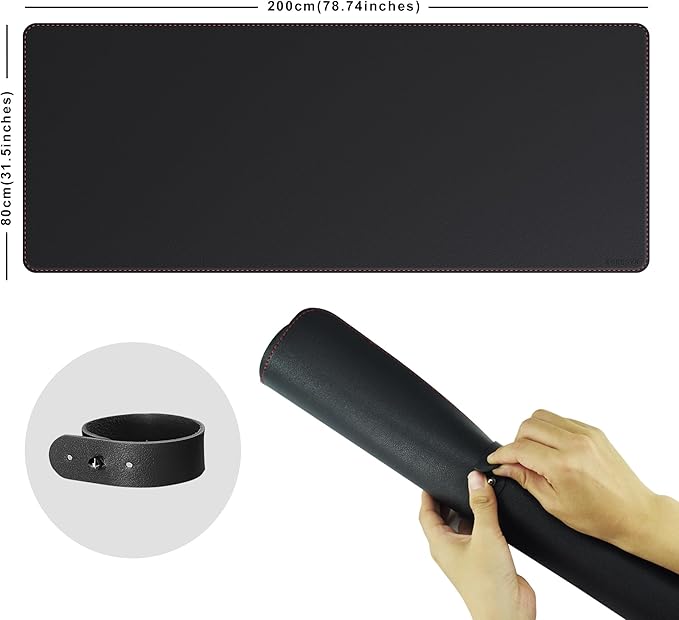 ZORESYN Office Desk Pad 78.7x31.5inch, Large Mouse pad Desk Mat, Waterproof PU Leather Desk Blotter Protector Desk Accessories with Non Slip Base for Home Office (Black)