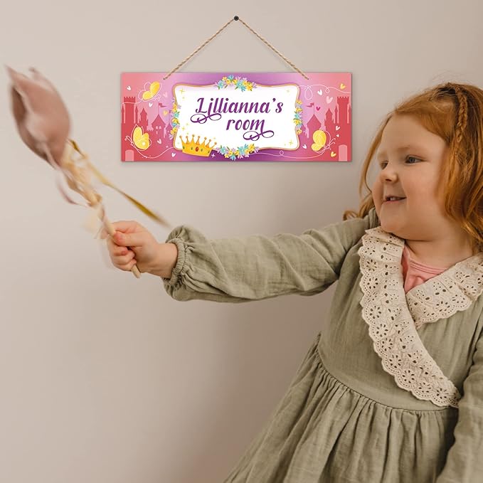 Custom Girl/Boy Name Sign Personalized Children Decor Sign For Kids Bedroom,Castle Tent, Christmas And Wall Sign 5x13 Inches, ACM, Made in USA
