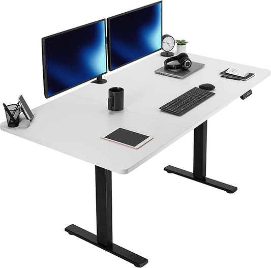 VIVO Electric 71 x 36 in Standing Desk, Memory Height Adjustment, 1B Series, Holds 220 lbs, White Top Black Frame, DESK-KIT-1B7W-36