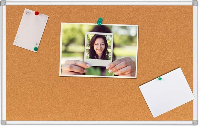Cork Bulletin Board, Bulletin-Boards, Notes Board, Memo Board, 24x 36 inch, Silver Aluminum Frame