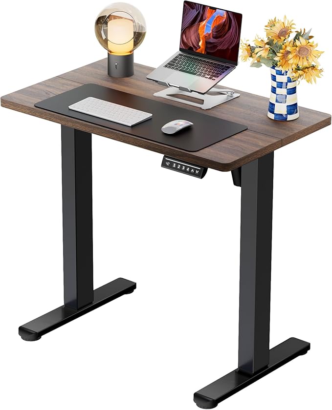 ErGear Height Adjustable Electric Standing Desk, 31.5 x 18.9 Inches Sit Stand up Desk, Memory Computer Home Office Desk with Two-Piece Desktop (Espresso)