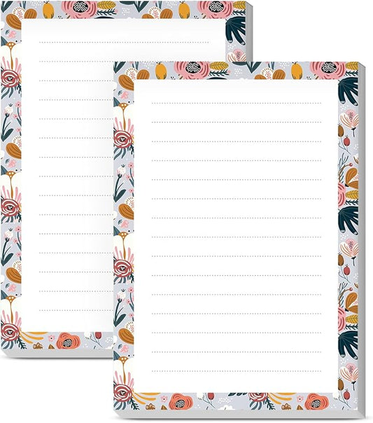 SXboxing Sticky Notes 4X6 Inches, 2 Pack Large Cute Self-Stick Pads, Bright Funny Memo Pads Easy to Stick for Home, Office Blue Boho Flowers