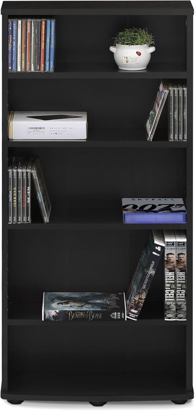 FURINNO Jaya 4-Tier Multimedia Storage Tower, Espresso