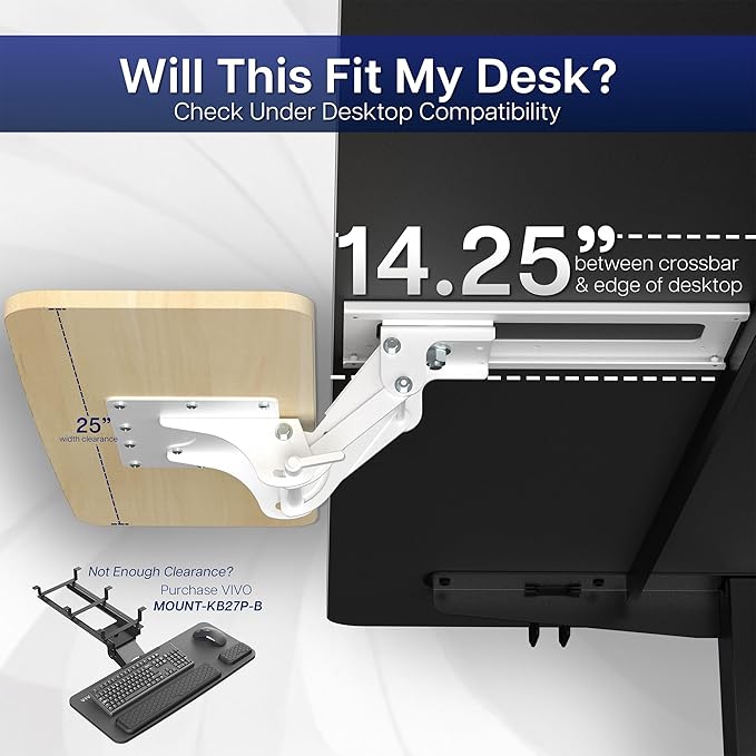 VIVO Adjustable Computer Keyboard and Mouse Platform Tray Ergonomic Under Table Desk Mount Drawer Underdesk Shelf, Light Wood, MOUNT-KB03C