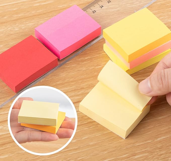 Agoer 1200 Sheets Mini Sticky Notes - 2 x 1.5 Small Sticky Pads, Clean Removal, Bright Colors Self-Stick Pads - Colorful Notes for Office, Home, School (12 Colors)