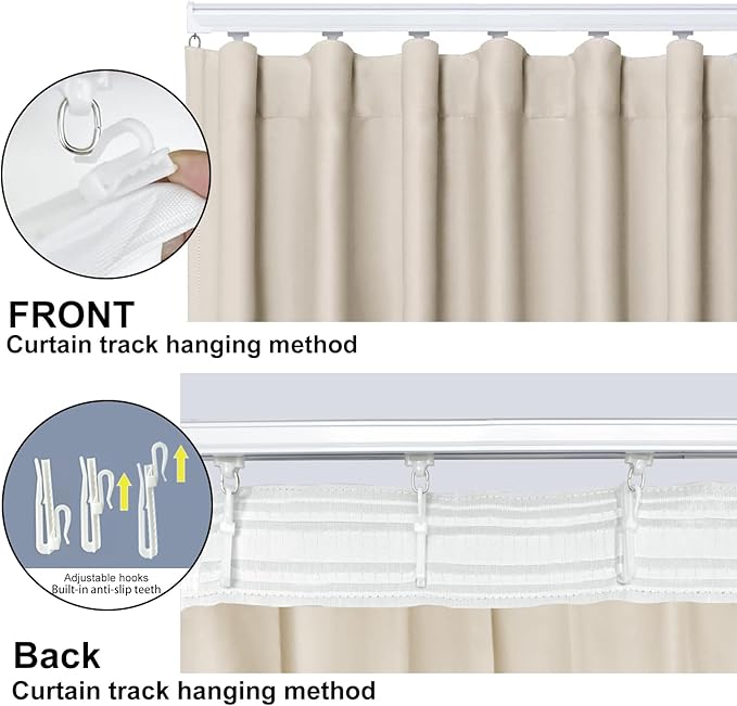 Cbsroro Room Divider Blackout Curtain Track Curtains Wall Dividers Panels Screen for Living Rooms Bedroom Office Privacy Partition Separation, W100 × L84 Inch,1 Panel, Beige