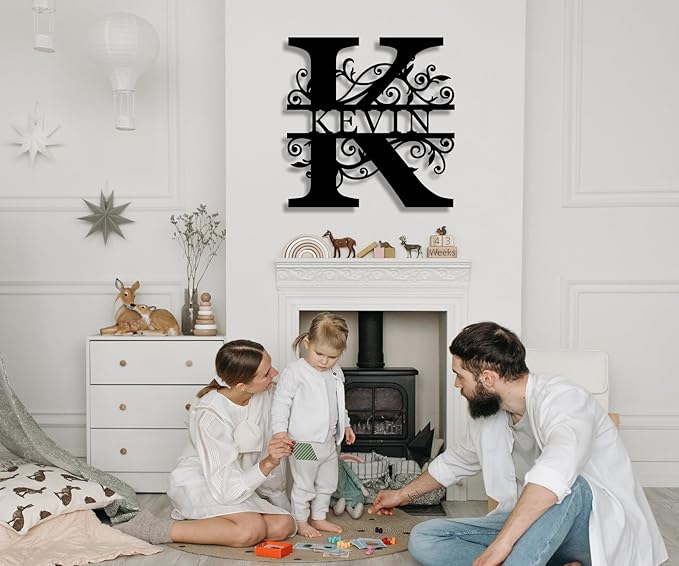 HYTSIGN Custom Metal Name Sign, Personalized Family Name Signs for Home Decor, Customizable Modern Monogram Wall Art, Words & Quotes Theme, Wall Mount, 1 Count