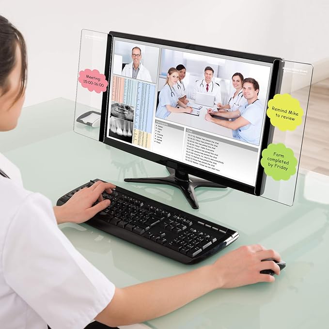 Zonon 24 Pieces Computer Monitor Notes Screen Monitor Memo Board Sticky Note Holder Message Board Computer Side Panel for Office Home Desktop Left and Right