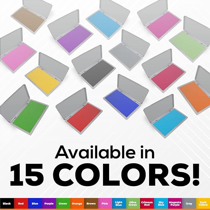 Metal Case Stamp Pad Large Size, Black Color - Size: 3" x 6" - Choose from 15 Ink Colors