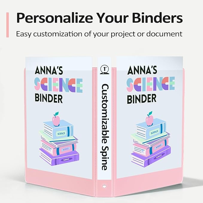 BinderX Extra Durable 1.5 Ring Binder, Round Ring 1.5 Inch Binders, Fits 325 Sheets of 8.5x11 Paper, Customizable View Cover with Inside Pockets, Cute 1.5" Binder, School Supplies for Girls, Green