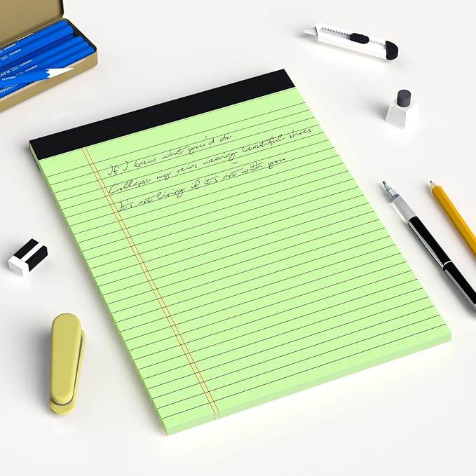 AILZFEI Colored Legal Pads 8.5 x 11 Note Pads 8.5x11 inch, Wide Ruled Clear Print Writing Pads 30 Sheets/Pad, 20lb Colored Paper, Perforated Notepad with Sturdy Back (4 Pads)