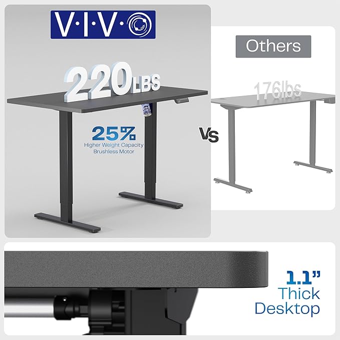 VIVO Electric 60 x 24 in Standing Desk, Memory Height Adjustment, 1B Series, Holds 220 lbs, One-Piece Black Top, Gray Frame, DESK-KIT-1G6B