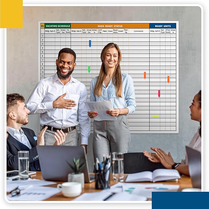Lincia Extra Large Make Ready Board Property Management Kit, 36 x 45 Inch Make Ready Dry Erase Board with Lines Office Visual Work Checklist Project for Scheduling Tracking Progress