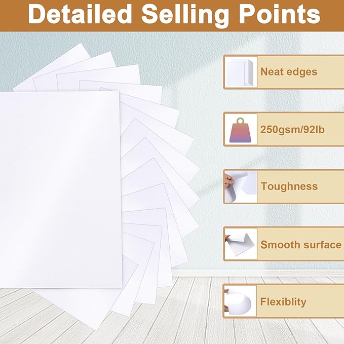 Silunkia 120 Sheets White Shimmer Cardstock 8.5 x 11 Heavyweight Paper, 250gsm/92lb Thick Card Stock Printer Paper for Making Cards, Greeting Cards, School Crafts, Wedding Invitations, Menus