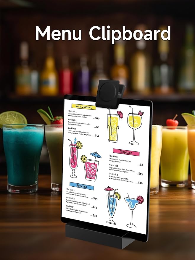 Kivsty 2 PCS Desktop Black Dry Erase Board with Stand - 8” x 6” Small Acrylic Black Board with Marker and Magnetic Clip, Reusable Desk Notepad, to-Do List, Menu Board Signs for Bar, Office, Home