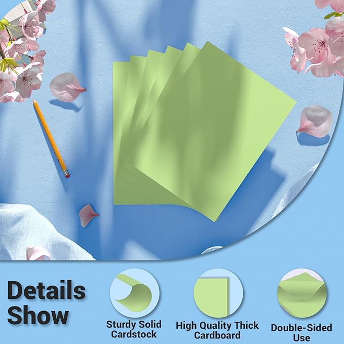 Cardstock 8.5 x 11, Thick Printer Paper 75 lb/200 gsm, 40 Sheets Card Stock Green, Heavy Card stock, Art CardStock Paper for Invitations, Diy Cards, Business Cards, Menus, Crafts, Drawing etc