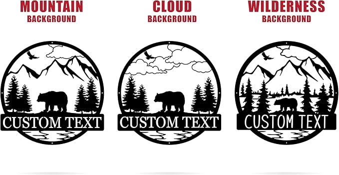 Wilderness Bear Cabin Name Sign | Mountain & Rustic Metal Bear | Personalized Outdoor Sign | Door Decor