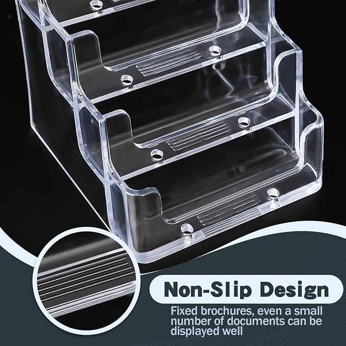 xydstay Acrylic Business Card Holder for Desk,4-Tier Clear Plastic Display Stand with 4 Pockets,ldeal for Office & Workspace Organization,2 Pack