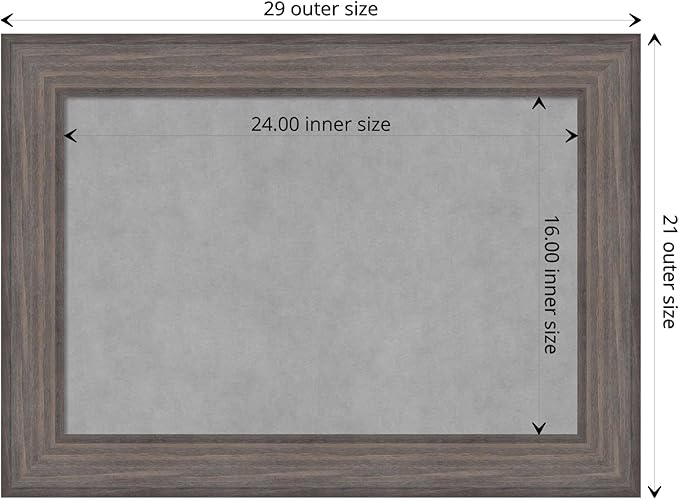 Amanti Art Grey Framed Magnetic Board 21x29 Medium Vision Board for use with Magnets, 100% Metal Sheet to Display Items as Office Decor or for Home Organization in mudroom, Kitchen or Kids Room