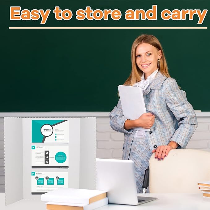 Ctosree 150 Pcs 14 * 22 Inch Tri Fold Poster Board Bulk, Science Fair Project Display Paperboard, Single Wall, Lightweight Presentation Board (White)