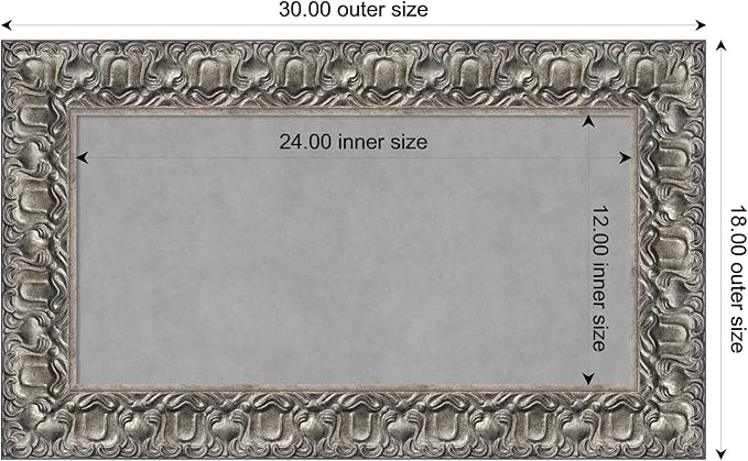 Amanti Art Silver Framed Magnetic Board 18x30 Small Vision Board for use with Magnets, 100% Metal Sheet to Display Items as Office Decor or for Home Organization in mudroom, Kitchen or Kids Room