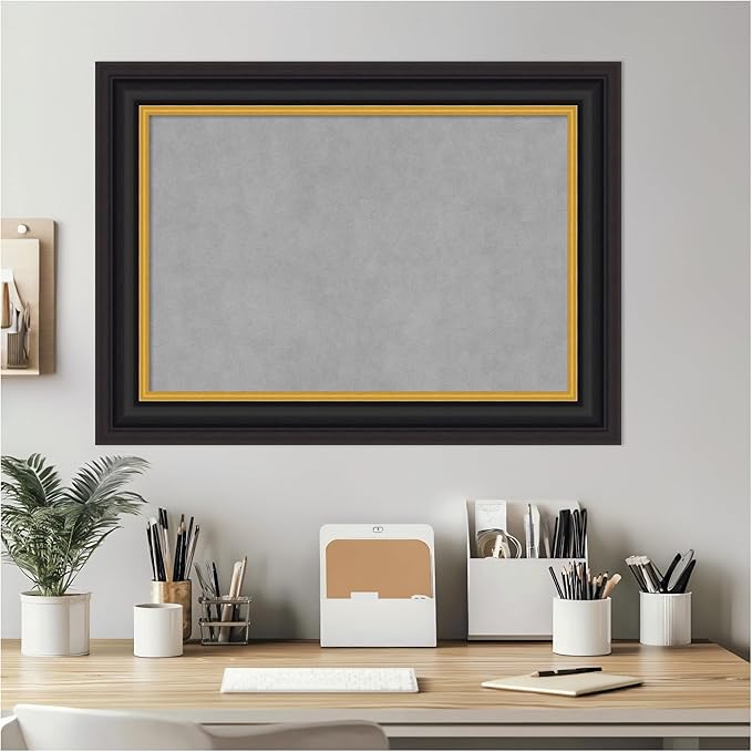 Amanti Art Black Framed Magnetic Board 22x30 Medium Vision Board for use with Magnets, 100% Metal Sheet to Display Items as Office Decor or for Home Organization in mudroom, Kitchen or Kids Room
