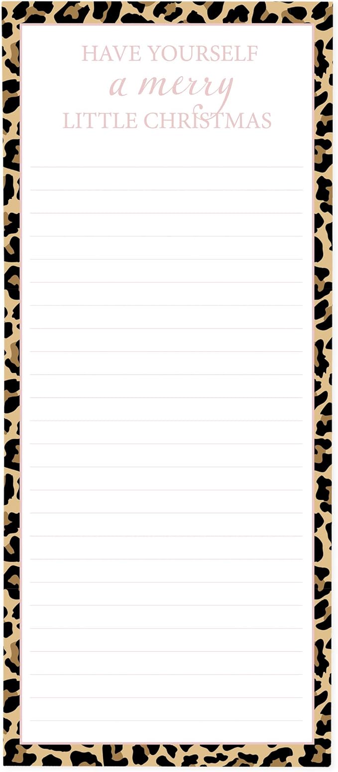 Graphique Cheetah Print Holiday Magnetic Notepad | 100 Tear-Away Sheets | Grocery, Shopping, To-Do List | Writing Pad for Fridge, Kitchen, Office |Lined Paper | Great Gift | 4” x 9.25”