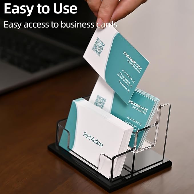 PecMuikee Business Card Holder for Desk，Acrylic Business Card Display Stand,Multiple Business Card Holders for Office, Exhibition, Home, Restaurant 2 Slot 1pcs Tier