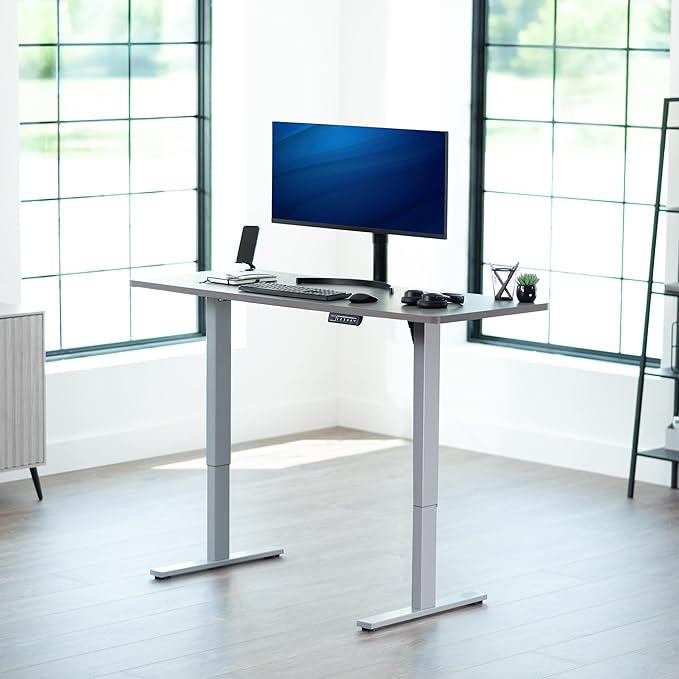 VIVO Electric 60 x 24 in Standing Desk, Memory Height Adjustment, 1B Series, Holds 220 lbs, One-Piece Dark Gray Top, Gray Frame, DESK-KIT-1G6G