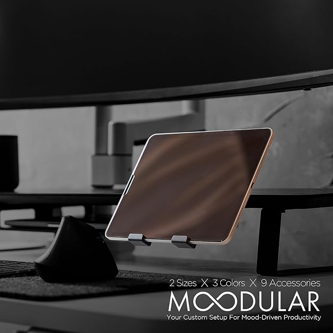 ULTRARM Moodular Add-ons Tablet/Smart Accessory Stand [Accessory Only - Requires Moodular Wooden Monitor Stand Slide Rails for Use] Black MSA-TS