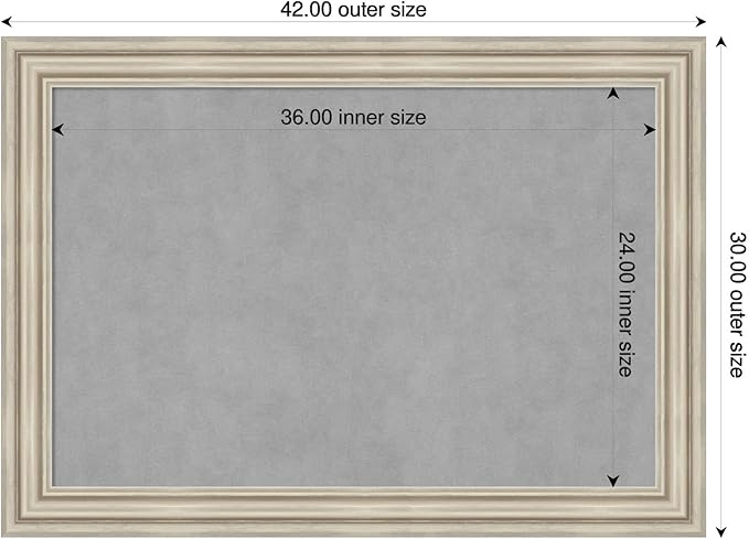 Amanti Art Silver Framed Magnetic Board 30x42 Large Vision Board for use with Magnets, 100% Metal Sheet to Display Items as Office Decor or for Home Organization in mudroom, Kitchen or Kids Room