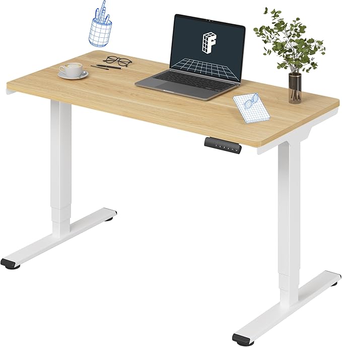FLEXISPOT E6 3-Stage Dual Motor Electric Standing Desk 48 x 24 Sit Stand Up Desk, Holds 220 lbs, Adjustable Height w/Memory Presets, One-Piece Maple Desktop & White Frame, Ships in 2 Boxes