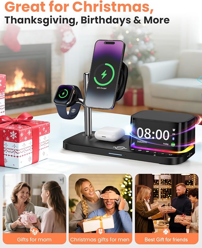 BLACKPAI 6-in-1 Wireless Charging Station for Multiple Apple Devices (Black)
