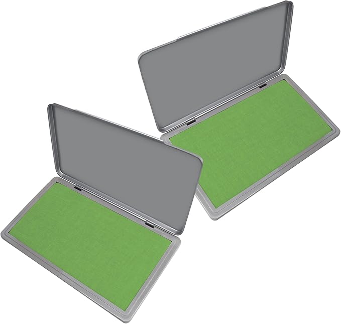 2 Pack Metal Case Stamp Pad Large Size, Olive Green Color - Size: 3" x 6" - Choose from 15 Ink Colors